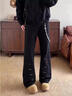 LOMBT復古水洗純棉牛仔褲男冬季百搭直筒寬松微喇工裝褲子MK26黑色XL 曬單實(shí)拍圖
