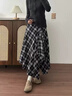不規則半身裙女美拉德格紋復古氣質(zhì)時(shí)尚垂感高腰遮胯a字大擺傘裙 黑格（升級版高質(zhì)量） 均碼 80-150斤 曬單實(shí)拍圖