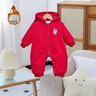 G.duck小黃鴨新生兒冬款加絨加厚米奇哈衣寶寶保暖加棉連體爬服外出服 D50加厚米奇哈衣-紅色 均碼 80 曬單實(shí)拍圖