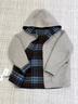 ELLE撞色格紋兩面穿連帽毛呢短外套女2025冬新款綿羊毛雙面呢大衣 藍格 S 曬單實(shí)拍圖