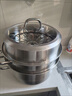 炊大皇304不銹鋼三層蒸鍋家用復合底湯鍋蒸饅頭包子可視高拱蓋32cm 曬單實(shí)拍圖