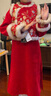 羅蒙兒童新中式唐裝女童冬季套裝拜年服國風(fēng)馬甲兩件套演出服 紅色150 曬單實(shí)拍圖