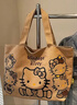 可愛(ài)貓咪帆布包包女大容量通勤單肩手提袋學(xué)生百搭外出通勤媽咪包 棕色Kitty貓 曬單實(shí)拍圖