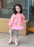 帕皮猴女童套裝秋冬季新款兒童洋氣時(shí)髦加絨女寶寶衛衣裙打底褲兩件套 粉色加絨兩件套 120 碼建議5-6歲（身高115左右） 曬單實(shí)拍圖