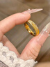中國黃金（CHINA GOLD）貓眼黃金戒指女款閃耀輕奢足金閉口戒情人節情人節禮物送女朋友 約1g貓眼黃金戒指 15圈口 曬單實(shí)拍圖