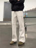 主意范白花灰色彎刀衛褲男秋冬加絨顯高顯瘦褲子垂感斜切微喇休閑長(cháng)褲 HK25923淺灰升級加絨 XL 130至145斤可穿 曬單實(shí)拍圖