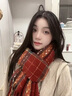 Charm Kendo圍巾女冬季新韓版百搭格子圍脖保暖長(cháng)披肩生日新年禮物送女生女友 紅色 送女朋友實(shí)用老婆 曬單實(shí)拍圖