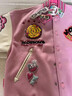 BJHG【飛天小女警聯(lián)名】不計后果粉色棒球服女款春季潮牌美式夾克外套 花花粉 L 曬單實(shí)拍圖