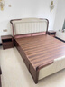 全友（QUANU）現代胡桃木床雙人大床1.8米主臥高端床2米新中式婚床 床+20cm獨立袋彈簧床墊+2個(gè)床頭柜 1800mm*2000mm x 燕尾榫結構 曬單實(shí)拍圖