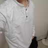卡圖弛亨利領(lǐng)重磅正肩長(cháng)袖t恤男秋冬季美式復古加絨寬松衛衣內搭打底衫 白灰色【常規】 XL 曬單實(shí)拍圖