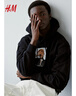 H&M男裝女裝衛衣春季加絨寬松美式情侶重磅落肩長(cháng)袖連帽衫1240529 黑色/Los Angeles Privileges M 175/100 曬單實(shí)拍圖