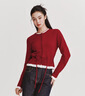森馬（Semir）騏驥紅色毛衣女短款假兩件上衣26新蕾絲下擺兩穿內搭109126106001 曬單實(shí)拍圖