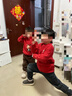 左西男童安哥拉毛衣冬季2025兒童愛(ài)心男童復古拜年服上衣 紅色 130 曬單實(shí)拍圖