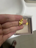 六福珠寶新年禮物 黃金耳釘麥穗手工拉絲硬金鉆石足金耳環(huán) 總重約2.92克 曬單實(shí)拍圖