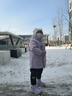 雪中飛（SNOWFLYING）兒童羽絨服男女童冬季新款御寒保暖加厚中大童裝中長(cháng)款淺紫色130 曬單實(shí)拍圖