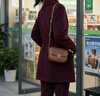珂萊蒂爾冬季款【瑰麗大衣】100綿羊毛雙面呢系帶收腰大衣女 深玫紅色 L 曬單實(shí)拍圖