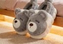 安尚芬 棉拖鞋男士秋冬季居家卡通保暖毛毛絨情侶防滑踩屎感外穿棉鞋女 灰色 42-43 適合41-42(內長(cháng)260mm) 曬單實(shí)拍圖