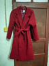 皮爾卡丹毛呢大衣女裝秋冬季新款呢子外套中長(cháng)款寬松加厚過(guò)膝毛呢外套 紅 紅色_酒紅色 XL_130-150斤 曬單實(shí)拍圖