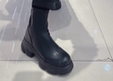 他她（TATA）加絨喵爪靴秋冬百搭時(shí)裝靴女瘦瘦短靴新款彈力靴CEG07DZ5 黑色（絨里） 37 曬單實(shí)拍圖
