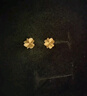中國珠寶生日禮物送女友黃金耳釘女足金999四葉草磨砂耳環(huán)三金 曬單實(shí)拍圖