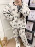 另塵特價(jià)清倉睡衣女春秋冬季珊瑚絨加絨加厚保暖可愛(ài)法蘭絨家居服套裝 2C-D25031 抽象小狗 M 曬單實(shí)拍圖