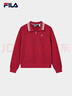 FILA 斐樂(lè )官方女子套頭衛衣2026春新款POLO領(lǐng)時(shí)尚針織新年紅色上衣T恤 節奏紅-PK M 165/84A/M 曬單實(shí)拍圖