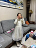 Little  Naive女童針織禮服裙春秋新款珍珠領(lǐng)連衣裙兒童網(wǎng)紗公主裙 米色 140 曬單實(shí)拍圖