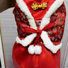 嬉皮狗（hipidog）小狗狗唐裝宮廷風(fēng)新年裙子小型幼犬比熊泰迪喜慶過(guò)年寵物加厚衣服 德羅紅 M （建議體重5-8斤） 曬單實(shí)拍圖