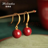 墨利亞（Meliades）S925銀針朱砂紅玉髓耳墜民族風(fēng)耳釘中國紅簡(jiǎn)約大氣古風(fēng)新年禮物 8mm朱砂耳墜 曬單實(shí)拍圖
