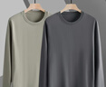 戰浩【2件】純棉長(cháng)袖T恤男春秋圓領(lǐng)純色中青年寬松大碼打底衫重磅秋衣 卡其色+鐵灰色 L 建議【120-135斤】 曬單實(shí)拍圖
