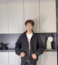 主意范（ZHUYIFAN）夾克男三防飛行秋冬加絨加厚整套棒球服羽絨外套短款工裝沖鋒衣潮 黑色夾克 L 110-130斤 曬單實(shí)拍圖