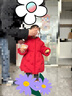 戴維貝拉（DAVE＆BELLA）女童長(cháng)款羽絨服新年女寶寶外衣冬季新款童裝連帽小童外套兒童上衣 紅色【現貨】 100 cm 【充絨量85g】 曬單實(shí)拍圖