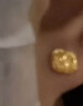 中國黃金（CHINA GOLD）黃金耳釘女花絲足金小方糖耳飾首飾耳飾新年生日禮物送老婆女友 【今/次日達】小方糖耳釘 約1g 曬單實(shí)拍圖