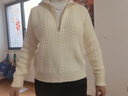 德瑪納【清冷智感】春季簡(jiǎn)約休閑高領(lǐng)絞花線(xiàn)衫寬松舒適遮肉針織衫女上衣 曬單實(shí)拍圖
