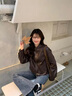 VEGA CHANG皮衣短外套女小個(gè)子2026年新款春裝布朗尼酷颯風(fēng)皮夾克 琥珀棕 S 曬單實(shí)拍圖