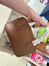 裘真【明星推薦】寬寬包植鞣牛皮休閑斜挎包手提保齡球包女 大象灰 曬單實(shí)拍圖