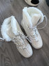 雪中飛雪地靴男女款2025冬季加絨保暖高幫厚底抗寒情侶棉鞋 白色 42 曬單實(shí)拍圖
