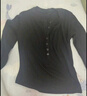 初語(yǔ)修身輕薄云感T恤女2025秋季新款天絲羊毛長(cháng)袖復古亨利領(lǐng)上衣 黑色 L 曬單實(shí)拍圖