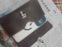 KGEG日本進(jìn)口名牌黃牛皮手機包男手工真皮穿皮帶小腰包頭層牛皮橫款腰 深棕色特大號拉鏈款 裝17.3CM長(cháng) 曬單實(shí)拍圖