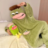 倩升網(wǎng)紅風(fēng)大嘴怪連體睡衣女款春秋冬季珊瑚絨可愛(ài)搞怪抽象家居服套裝 2638 綠色大嘴怪 無(wú)鞋款 M 曬單實(shí)拍圖