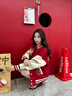 BJHG不計后果新年紅色棒球服男款春季潮牌呢子外套美式復古夾克上衣女 新年紅 M 曬單實(shí)拍圖