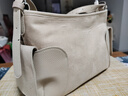 奚夢(mèng)瑤同款逍遙hobo女包植鞣羊皮郵差包大容量通勤單肩斜挎托特包 米白色 曬單實(shí)拍圖