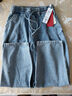 GXG男裝 寬松直筒松緊腰褶皺設計牛仔褲休閑褲長(cháng)褲子2025夏季新品 淺藍色 M (30) 曬單實(shí)拍圖