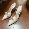 CHARLES&KEITH緞面蝴蝶結尖頭高跟涼鞋女生日禮物新年禮物送女友CK1-60361556 Light Pink淺粉色 37 曬單實(shí)拍圖