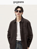 gxgjeans男裝  不規則門(mén)襟設計簡(jiǎn)約休閑長(cháng)袖襯衫 25年秋新品 深咖色 L (175) 曬單實(shí)拍圖