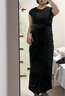 UR2025秋季新款女裝氣質(zhì)簡(jiǎn)約一字領(lǐng)修身收腰連衣裙UWM750116 曬單實(shí)拍圖