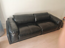 支吾曜石皮藝沙發(fā)包豪斯大黑牛復古油蠟皮真皮客廳直排中古不銹鋼設計 曜石黑-進(jìn)口油蠟皮-接觸面真皮 大三人位 2.57m 曬單實(shí)拍圖