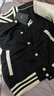 MO&Co.美式復古三醋酸混紡刺繡撞色棒球服夾克外套設計感小眾摩安珂 黑色-第2批 M 165 曬單實(shí)拍圖