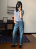 茵曼（INMAN）【九分褲】簡(jiǎn)約通勤毛邊直筒牛仔褲2026春季女裝新款高腰顯瘦長(cháng)褲 牛仔藍 27 曬單實(shí)拍圖