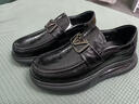 普步仕品牌真皮皮鞋男2026春秋新款頭層牛皮商務(wù)休閑鞋男一腳蹬厚底鞋男 黑色 37 曬單實(shí)拍圖